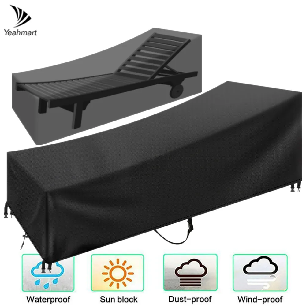 Outdoor Garden Sunbed Cover Sun Lounger Cover Patio Outdoor Lounge Chair Recliner Protective Cover Furniture Waterproof Cover