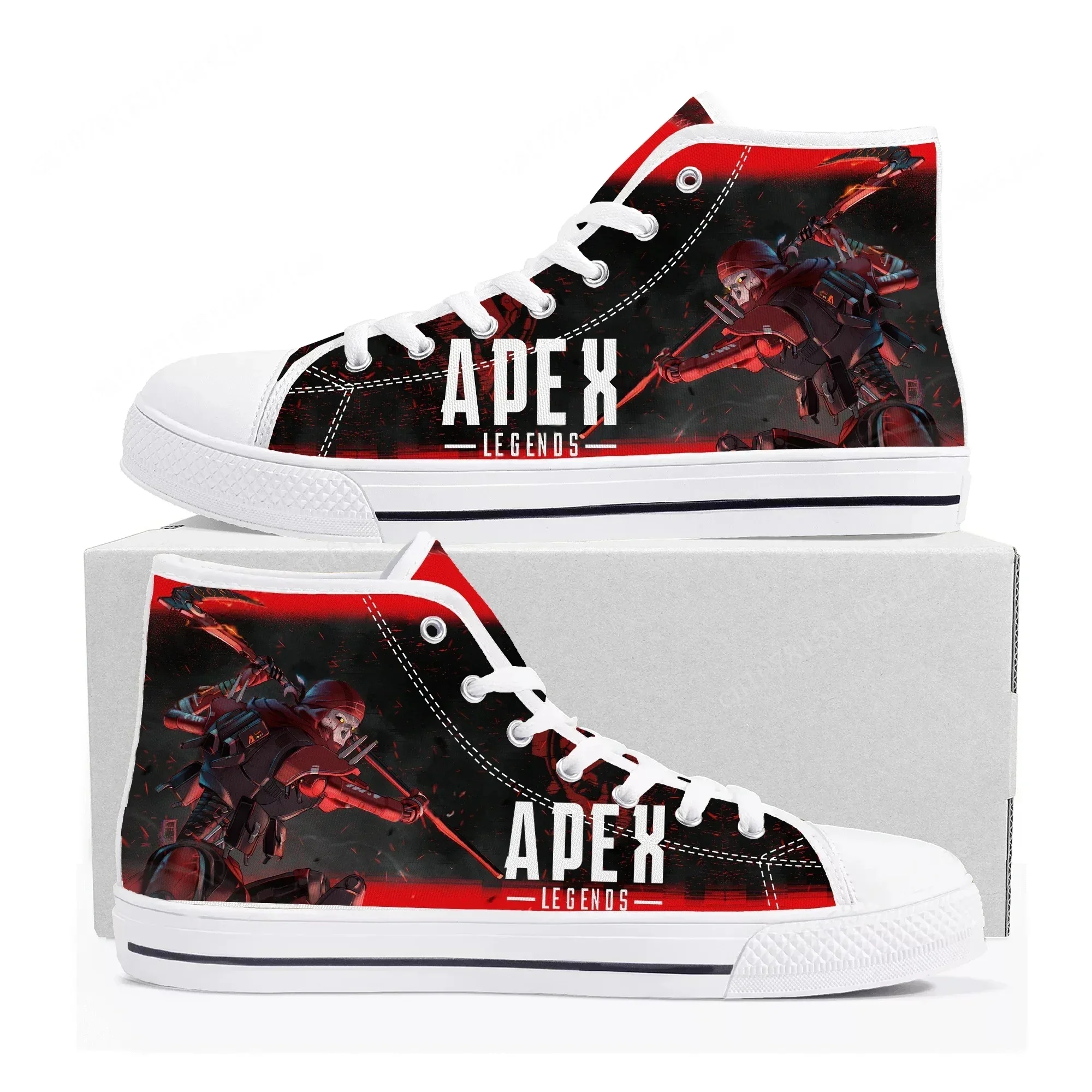 Высокие кроссовки с героями мультфильмов Apex Legends Revenant, мужские, женские, подростковые, высококачественные парусиновые туфли, повседневные кроссовки, изготовленные на заказ