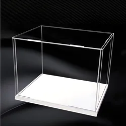 Clear Self-Assembly Acrylic Display Case Acrylic display box Transparent Dust Proof Protection Showcase with White base