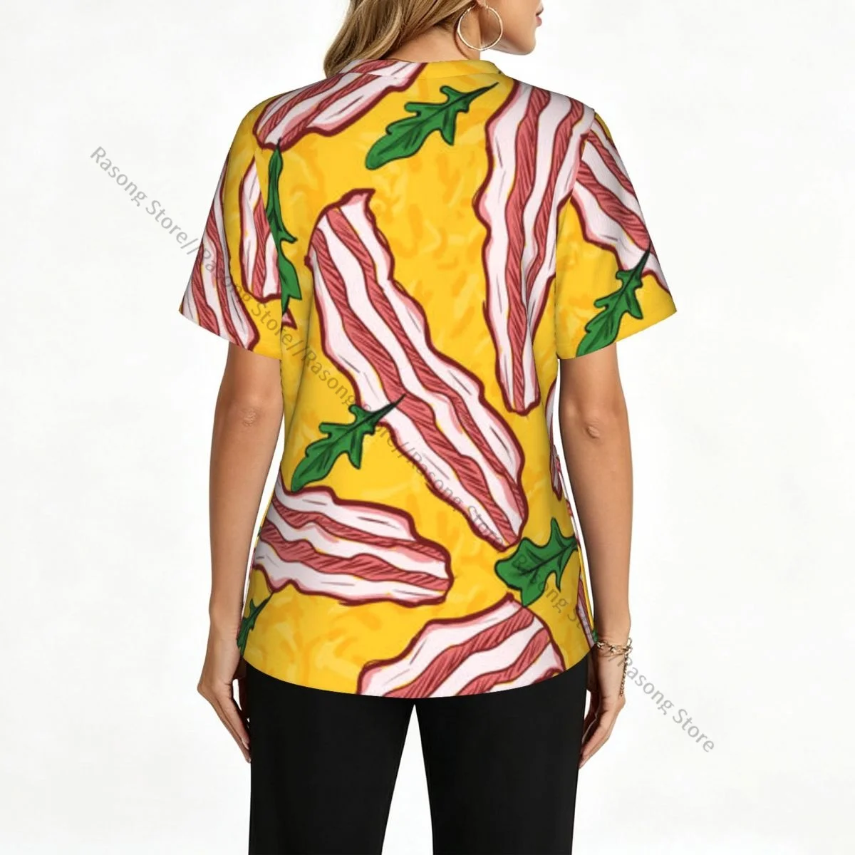 Pizza With Cheese And Bacon Scrubs Medical Uniforms Women V Neck Short Sleeve Tunic Scrubs Tops Nursing Surgical Uniforms