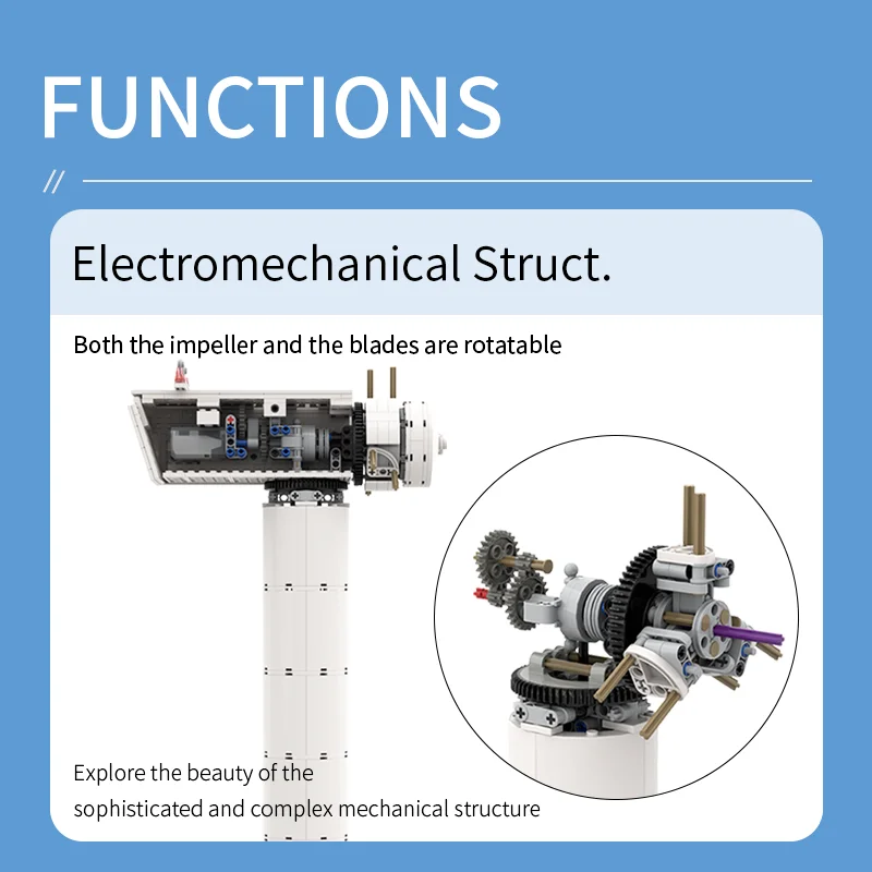 Ubricks E2002 توربينات الرياح آلة قابلة للفصل نموذج الهندسة رفع اللبنات الطوب مجموعات لعب الكبار هدايا عيد الميلاد #2