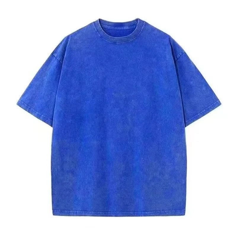 Vintage Snowflake Point Solid Color T-Shirts Women Men Cotton Short Sleeve Wash With Old Water Street Hip Hop Couple Tee Shirt