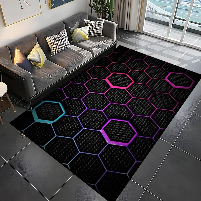 Tapis géométrique Lea de grande surface, miroir abstrait 3D, salon, chambre à coucher, décor de canapé, sol, polymère de jeu pour enfants, cadeau