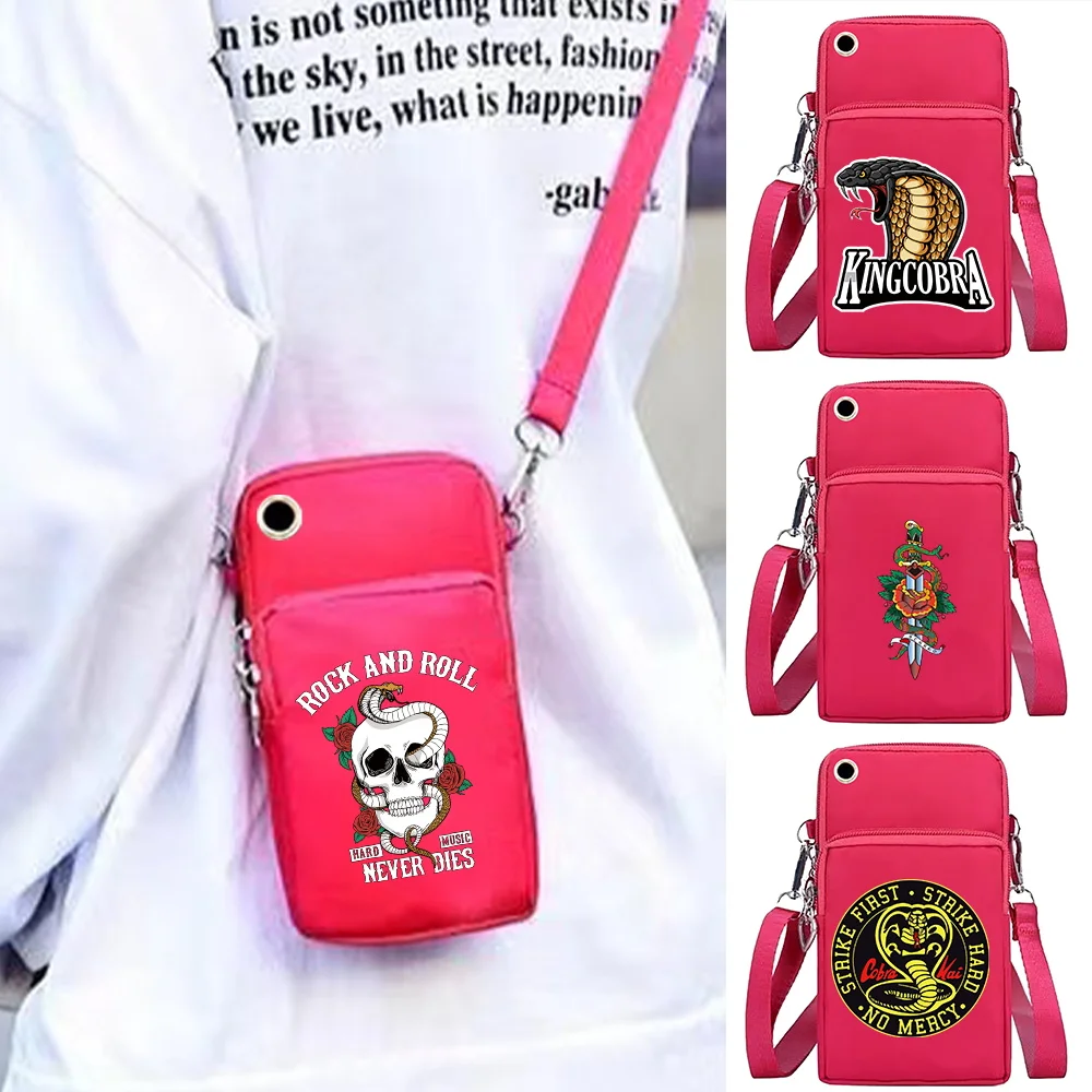 Mobile Phone Bag Wallets New Women Shoulder Bags Wrist Pack for Apple/Huawei/Samsung Cell Phone Organizer Cobra Print Arm Packet