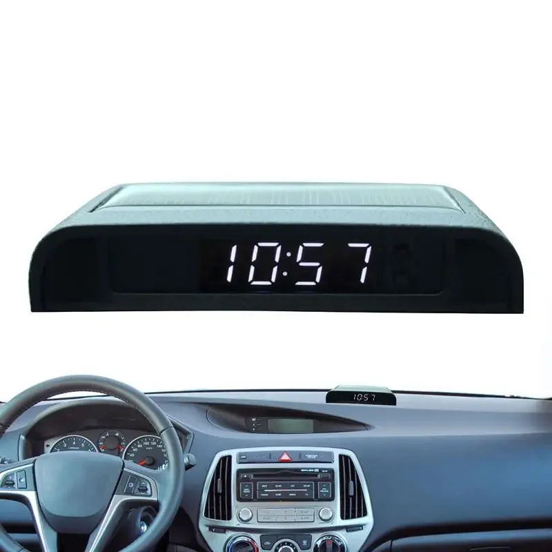 

Solar Car Clock Automotive Adhesive Dashboard Watch Luminous Digital Display Clock Electronic Thermometer Watch Cars Accessories