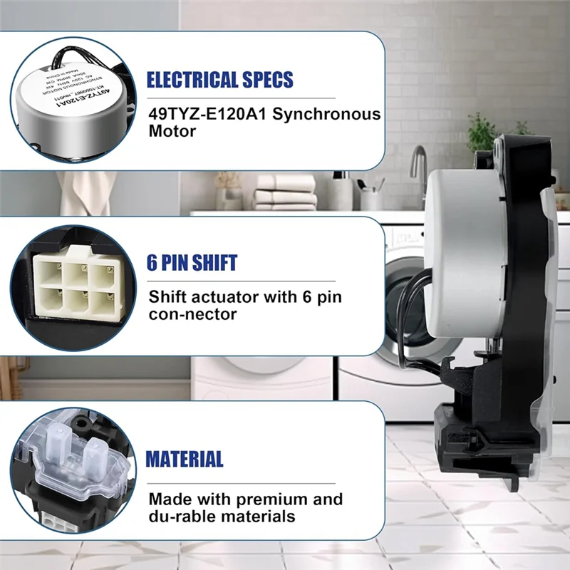 【A87T】محرك تحويل الغسالة W10913953 مع قابض البكرة W10721967 ومجموعة حزام القيادة W10006384 لدوامة Kenmore Maytag