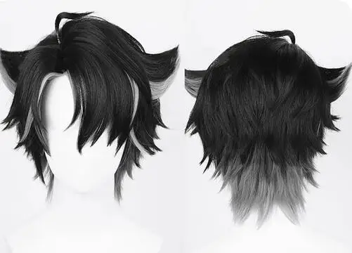 White Men Wig Short Straight Synthetic Anime Hair High Temperature Fiber for Cosplay Party