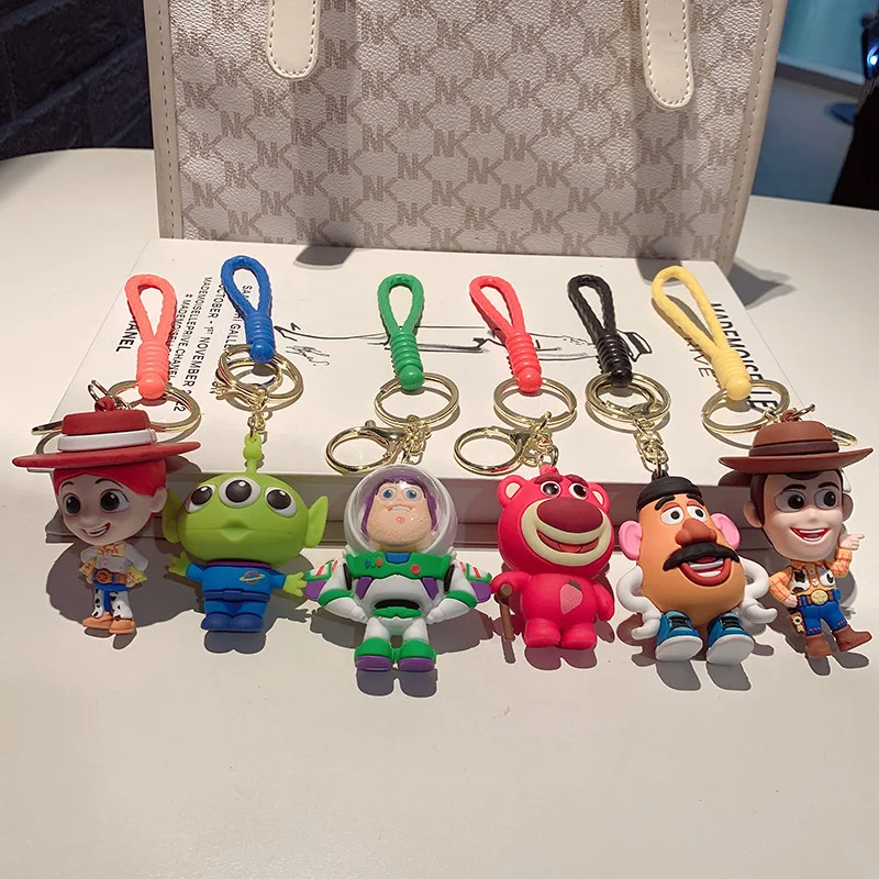 Disney Cartoon Toy Story Keychain Cute Woody Alien Mr. Potato Head Keyring Backpack Hanging Accessories Girl Handbag Ornament