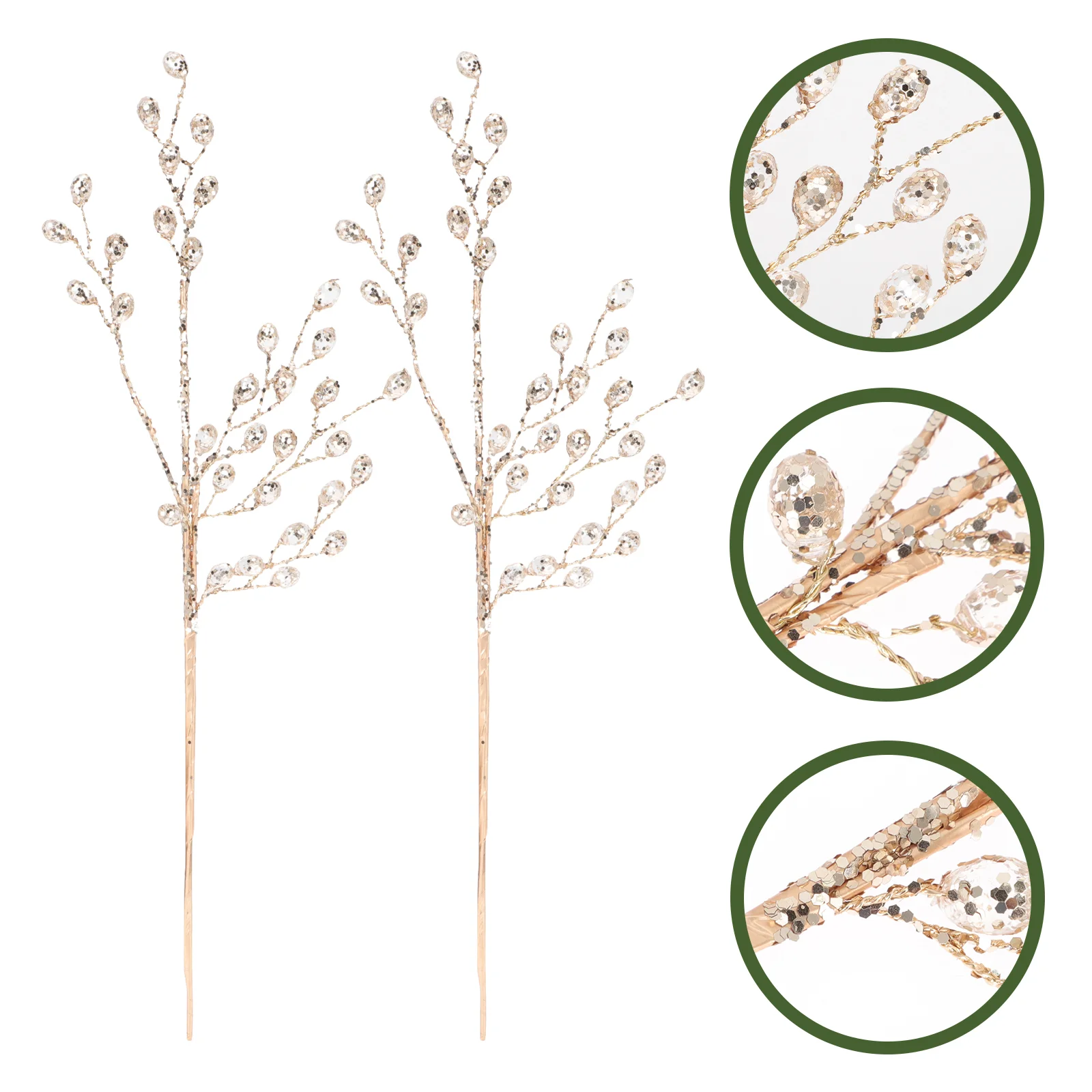 

2 Pcs Christmas Decorations Ribbon Artificial Berry Stem Xmas Picks Accessories