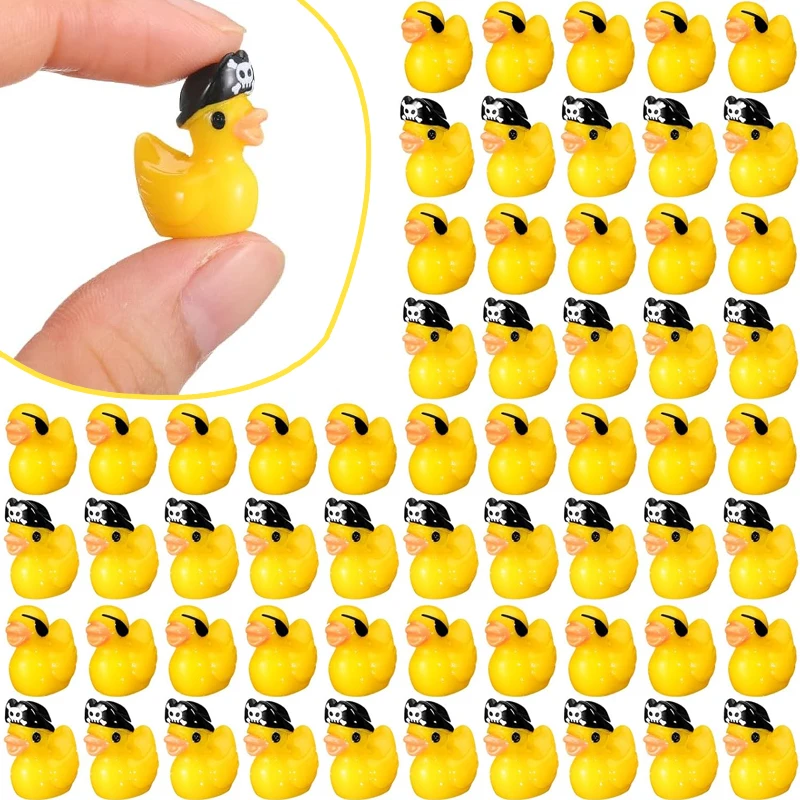 6/12Pcs Mini Resin Pirate Ducks Miniatures, Tiny Animals Figurines for Home Fairy Garden Micro Landscape DIY Craft Decoration