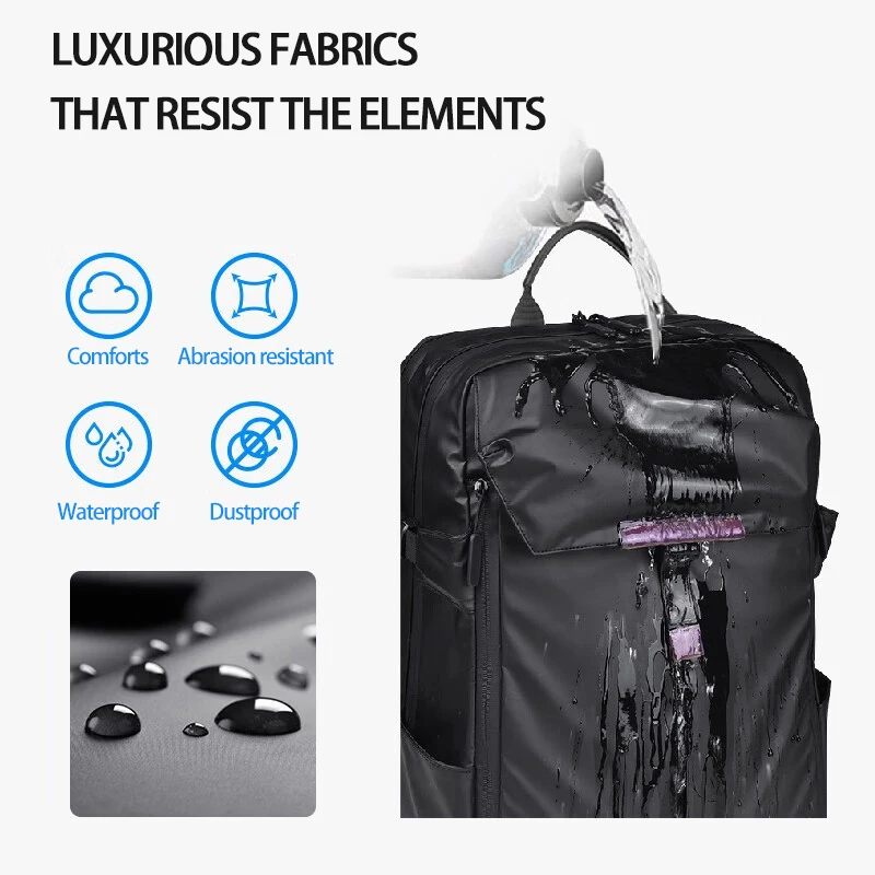 Large Travel Bag for Women and Men Black with Waterproof Carry On Hiking Expanded Capacity For 17.3 Inch Backpack Laptop Bag