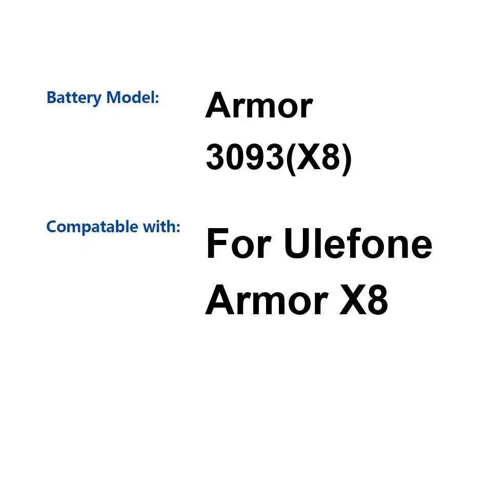 

For Ulefone Armor X8 3093 Mobile Phone Battery Premium Replacement 5080Mah