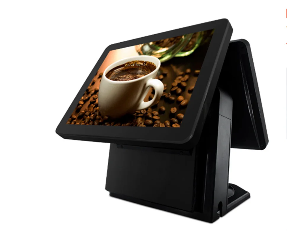 Dual Touch Screen Windows Cashier Terminal All In One POS System Machine Cash Register for Restaurant 15.1 inch