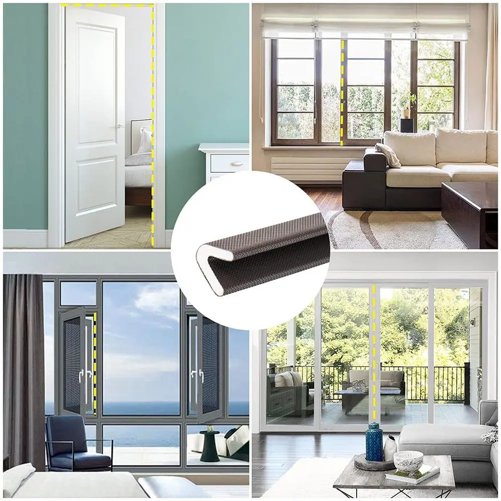 5M PU Foam Anti-Collision Door Seal Soundproof Sealing Strip Door Window Weather Stripping Draught Excluder