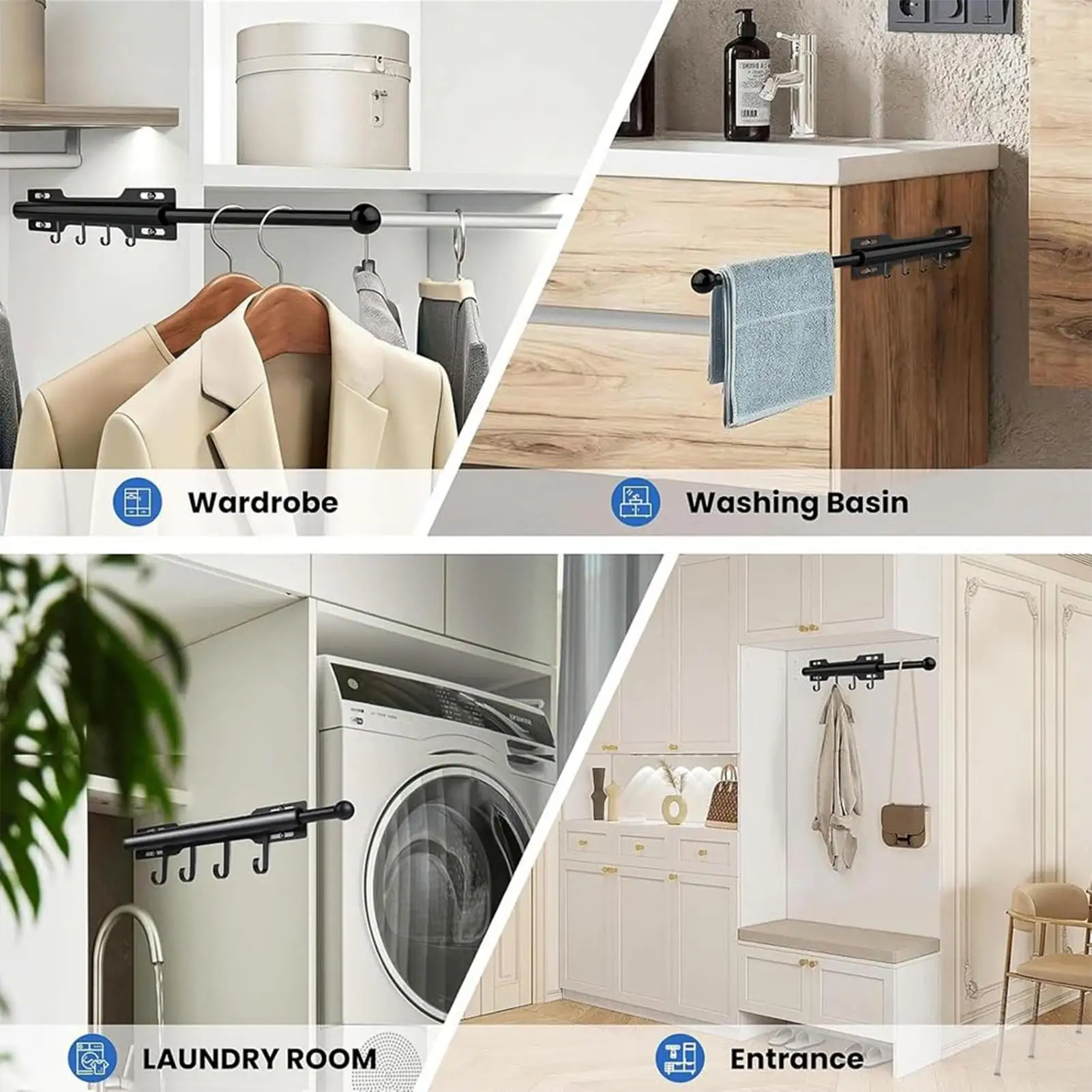 

Closet Valet Rod Retractable Sliding Metal Slide Out Valet Rod For Women Men Pants Hats Scarves Bags Jeans Legging Skirts