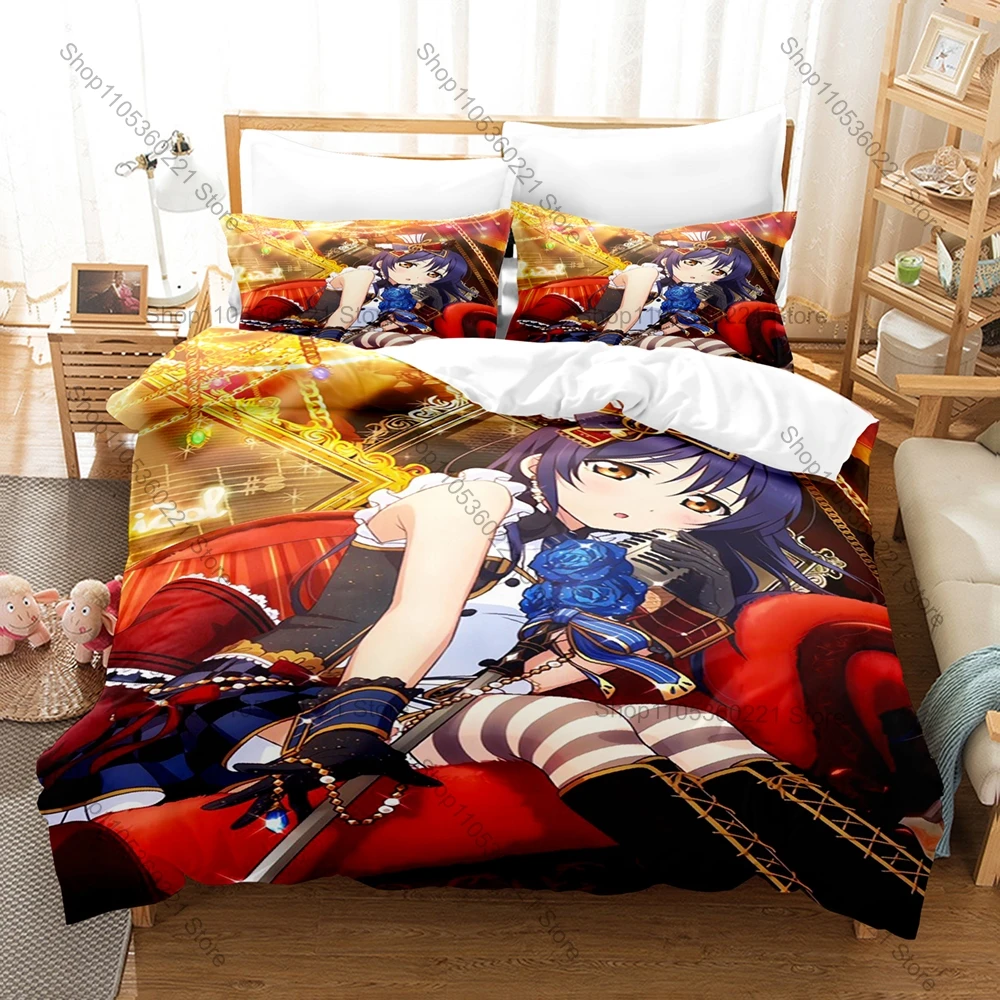 Quiet Elegant Umi Sonoda Graphic School Idol Anime Bedding Set Duvet Cover With 2 Pillowcases Teen Girly Bedroom Decor