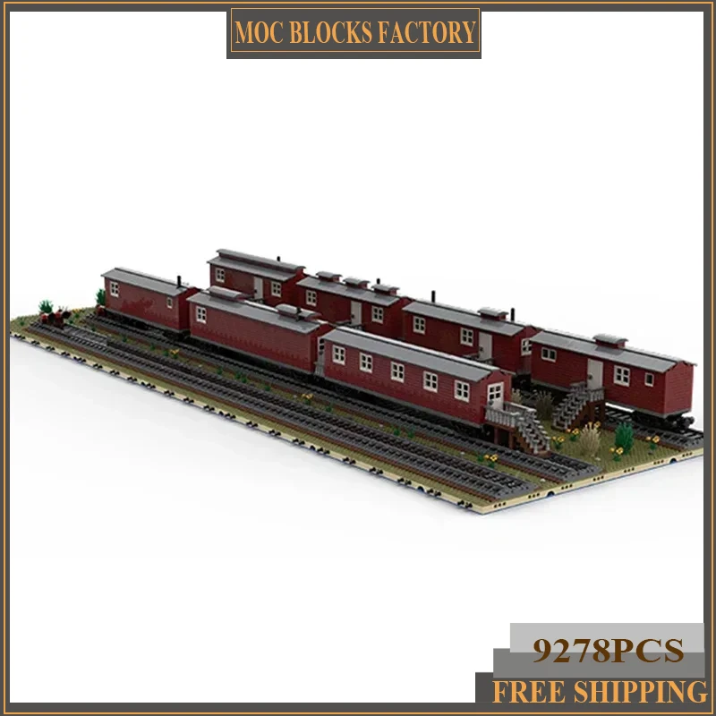 

Railway Train Model Moc Building Blocks Camp Cars Model 4 Model Technology Brick DIY Assembly Construction Toy Holiday Gift