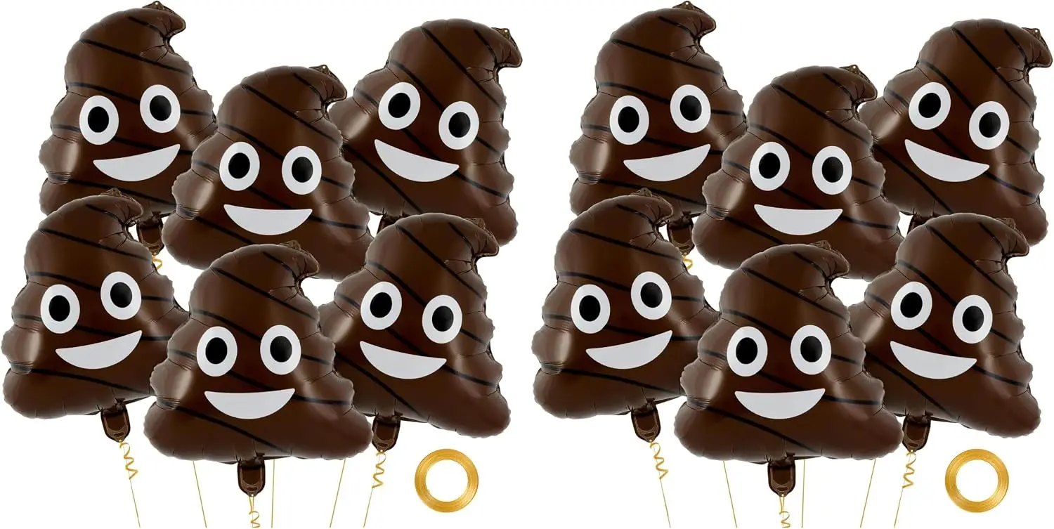 6 Pcs Funny Poop Balloons,22 Inch Poo Aluminum Foil Balloon,Prank Joke Party Decoration for Teen Boys Office Halloween Prank Interactive Gag Gifts (Pack of 2)