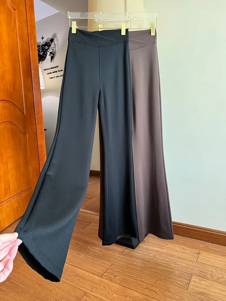 

Comfortable High Waist Extended Length Bell Bot Pants Cross Waist Yoga Pants Butt Lifting Ladies Casual Pants Spring Summer