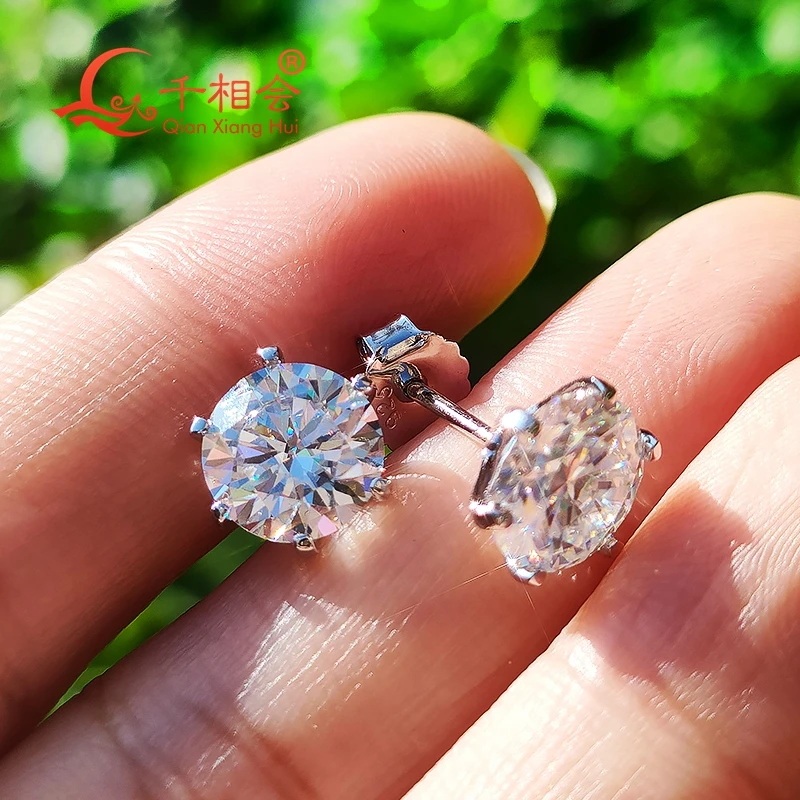 

Classic 8mm round 6-Claw Setting Moissanite Stud Earrings 925 Sterling Silver D VVS White Gemstone Ear Jewelry Gift for Dating
