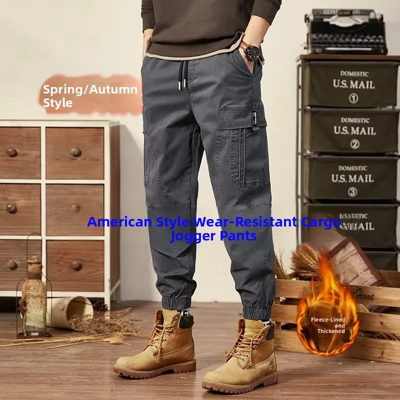 

Мужские повседневные брюки-карго, свободные брюки-карго, осенне-зимняя рабочая одежда, удобные хлопковые брюки Thiened