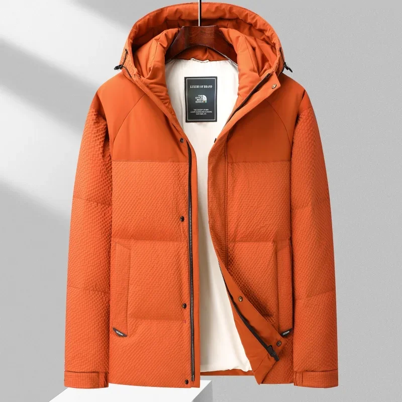 

YEAE Top Seersucker Down Jacket Hooded Bread Coat Winter White Duck Down New Thick Warm Short Casual Coat Men's Jaqueta