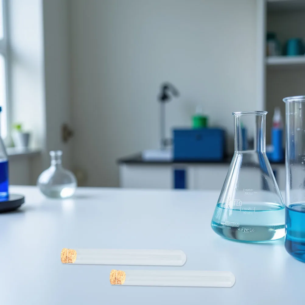 

10pcs Glass Test Tubes Round Bottom Wood Cork Clear Sample Bottles Leak-Proof Lab Consumables High Transparency For Laboratory