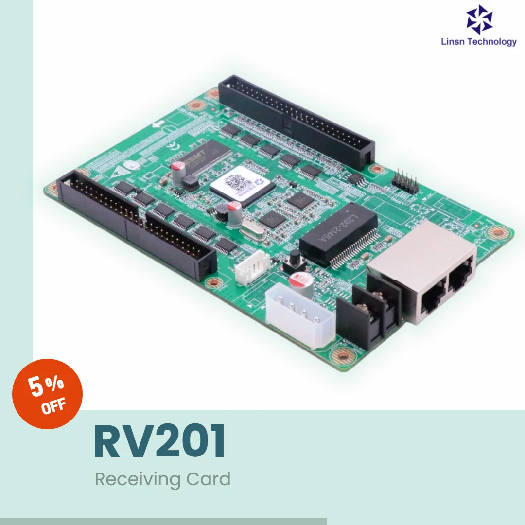 LINSN RV201 Replace RV901T Receiver Card With 2 Pieces 50 Pin Ports For Full Color Or Single Dual Color LED Display LED Screen
