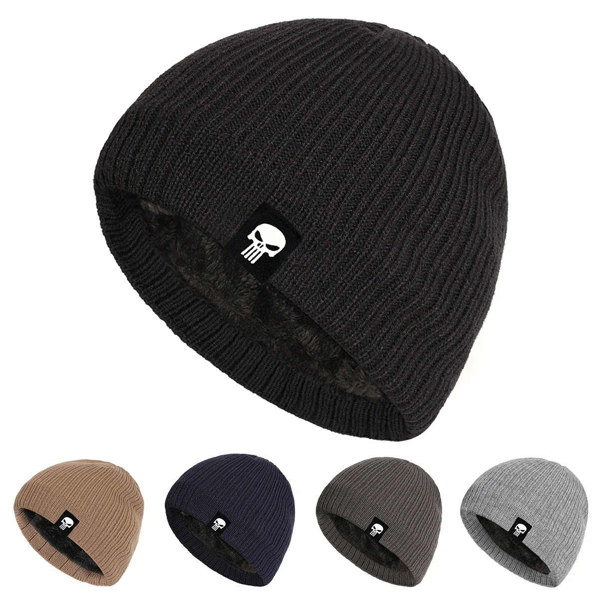 Thick wool lined knit hat Skull hat for men and women to warm in winter Beanie for outdoor activities Soft Comfortable Breathabl