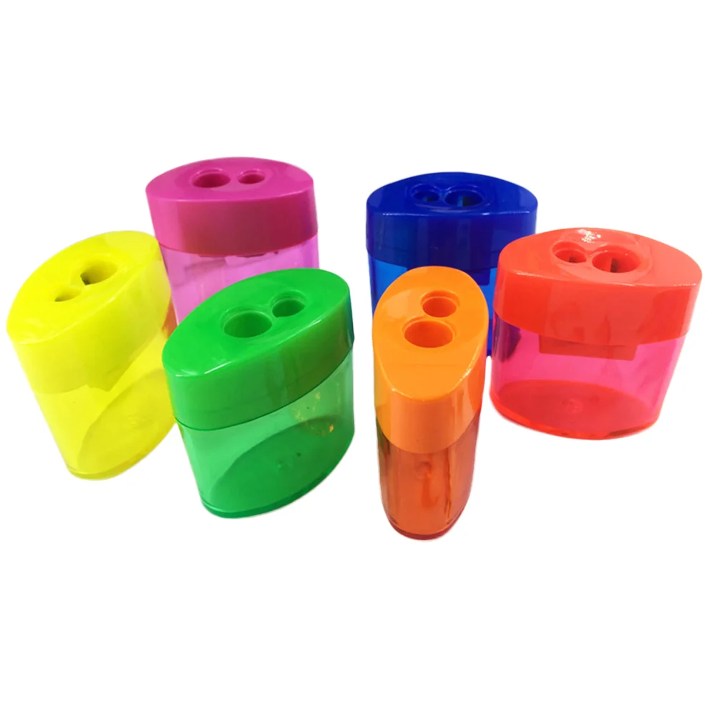 

12pcs Pencil Sharpener Two Hole Pencil Sharpener Creative Stationery School Prize for Children Kids (Random Color)