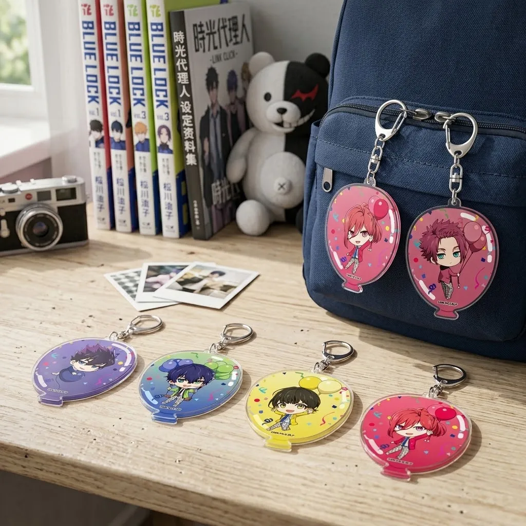 Anime Blue Lock Bachira Meguru Acrylic Keychain Balloon Shape Q Version Character Pendant Bag Charm Fans Gift