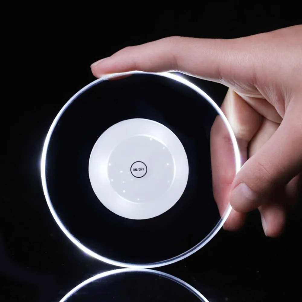 High Quality Acrylic LED Luminous Coaster White Multicolor Ultra-thin Cocktail Coaster 10CM Luminous Colorful Coaster KTV Party