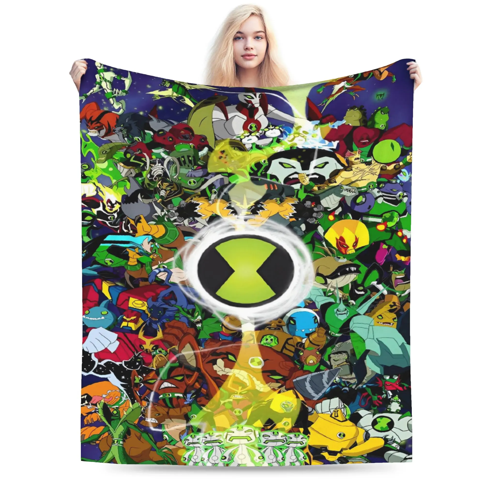 Ben 10 Omnitrix Soft Blanket  Children Plush Throw Blanket Funny Living Room Flannel Bedspread Sofa Bed Cover