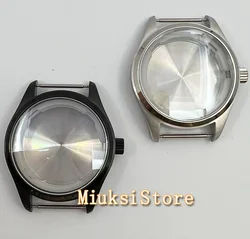 40mm Silver Black Watch case Sapphire Glass stainless steel case fit ETA 2824 NH35 NH36 movement