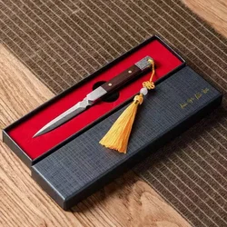 Zen Handmade Tea Needle Tea Knife Black Sandalwood Damascus Pattern Steel Pu'er Tea Knife Tea Set Accessories