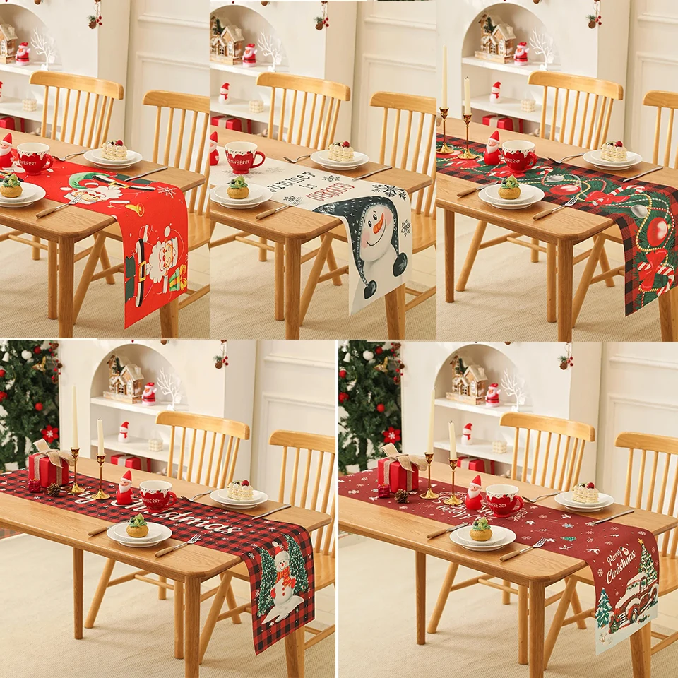 

Christmas Table Runner 2026 New Luxury Snowflake Elk/Santa Claus Pattern-for Holiday Dinner Party, Xmas Dining Table Decoration