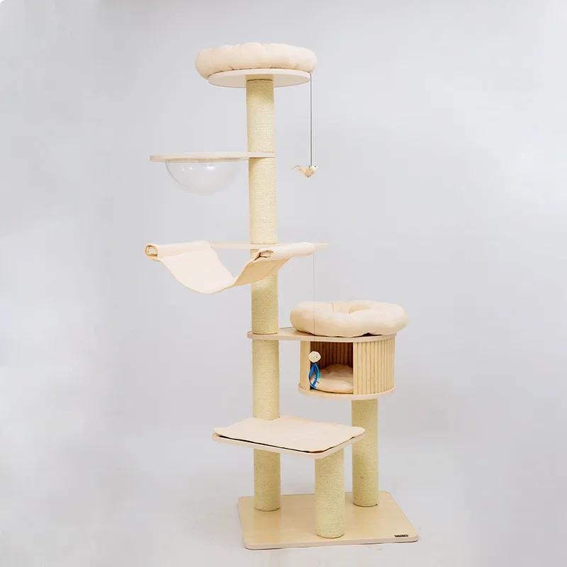 

Cat Climbing Solid Wood Nest All-in-one Large Shelf Sisal Cat Scratching Board Scratching Post Jumping Toys