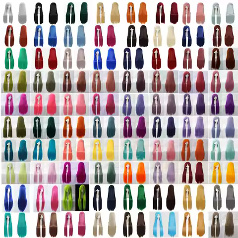 100Cm Long Staight Cosplay Wig Heat Resistant Synthetic Hair Anime Party wigs 42 color Colourful