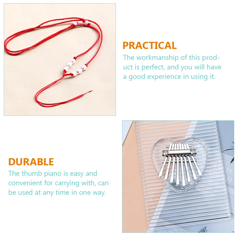

Heart Shaped Acrylic Thumb Piano 21 Keys Mini Musical Instrument Clear Kalimba for Kids Beginners Outdoor Camping School Party