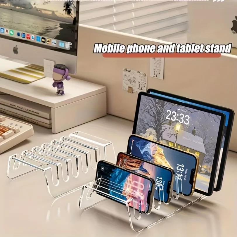 6/8 Cells Multi-device Tablet, Electronic Storage Box, Desktop Phone Charging Storage Rack, Stand, Acrylic, Easy to Organize