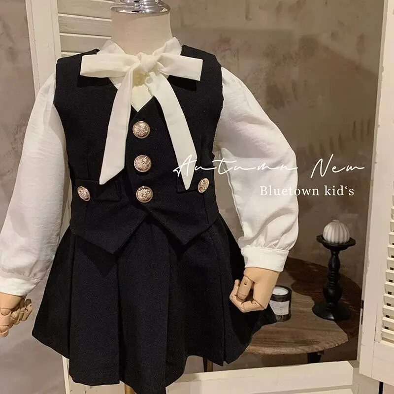 Baby Girls Clothing Set  Clothing Outfit  Newest Sweet Suits Solid Color Casual Vest + Skirt  2PCS3 4 5 6