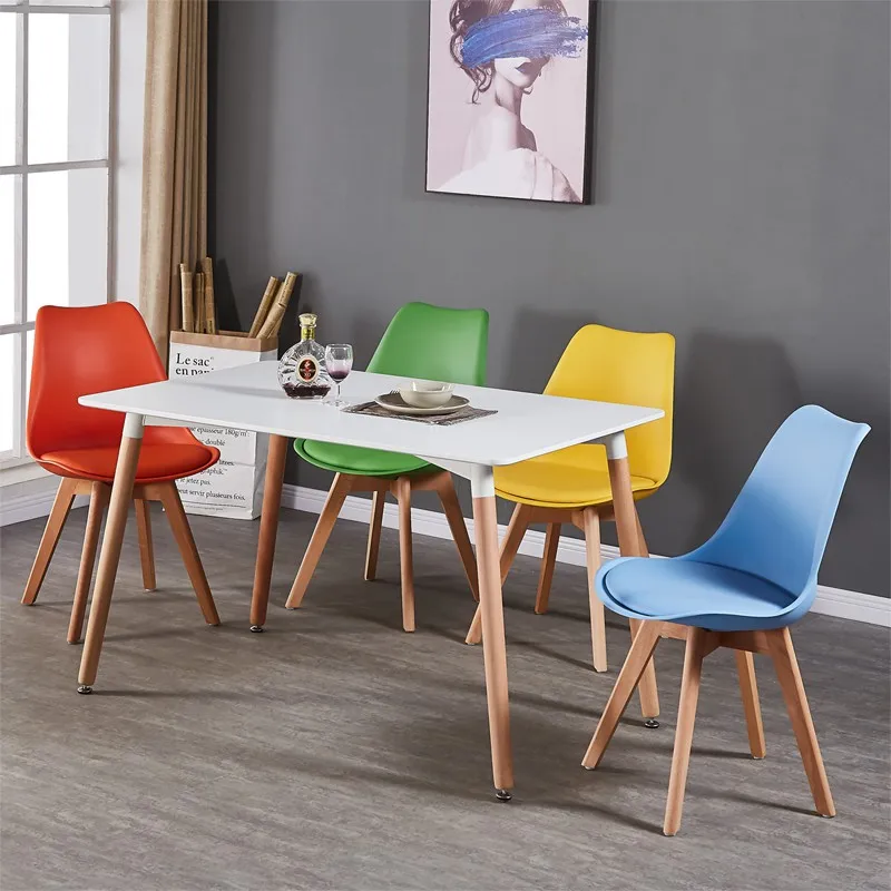 JOYLOVE Nordic เก้าอี้ Office Home พนักพิงสีพลาสติกไม้เก้าอี้รับประทานอาหารนมชา Shop เก้าอี้โต๊ะรับประทานอาหารผสม