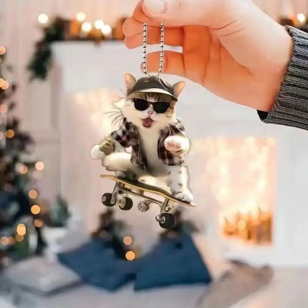 Cute Dog Cat Key Chain Car Key Ring Cartoon Animal Acrylic Pendant Key Decoration Toys Car Decoration Key Decoration