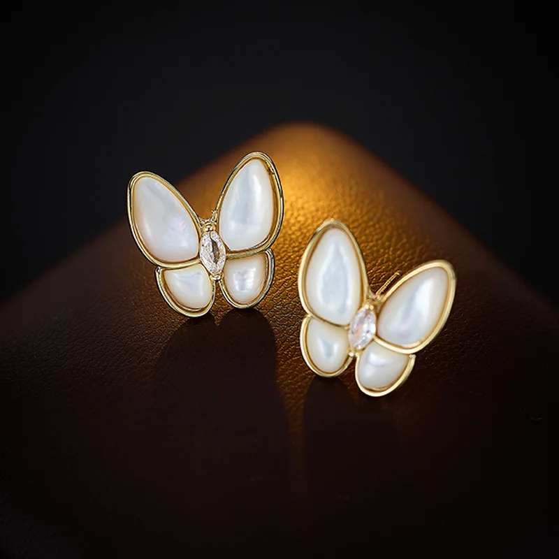 

S925 Silver Needle Mother of Pearl European and American Niche Design Super Fairy Temperament Versatile Earrings Shell