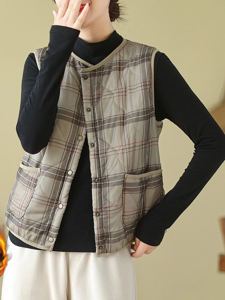 

Женский легкий пуховый хлопковый жилет, осенне-зимний свободный многослойный жилет в стиле ретро, верхняя одежда с одной пуговицей