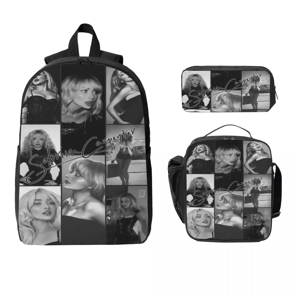 3Pcs Sabrina Carpenter School bags Set for Boy Girl Pencil Boxes Backpack Sets with Lunch Box For School Students Knapsack
