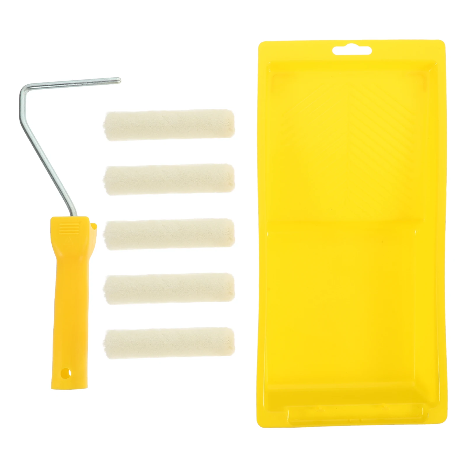 

7 Piece Paint Tool Set 4 Inch Short Wool Bristle Roller Sponge Brush for Wall Painting Home Decor Drywall Rollers