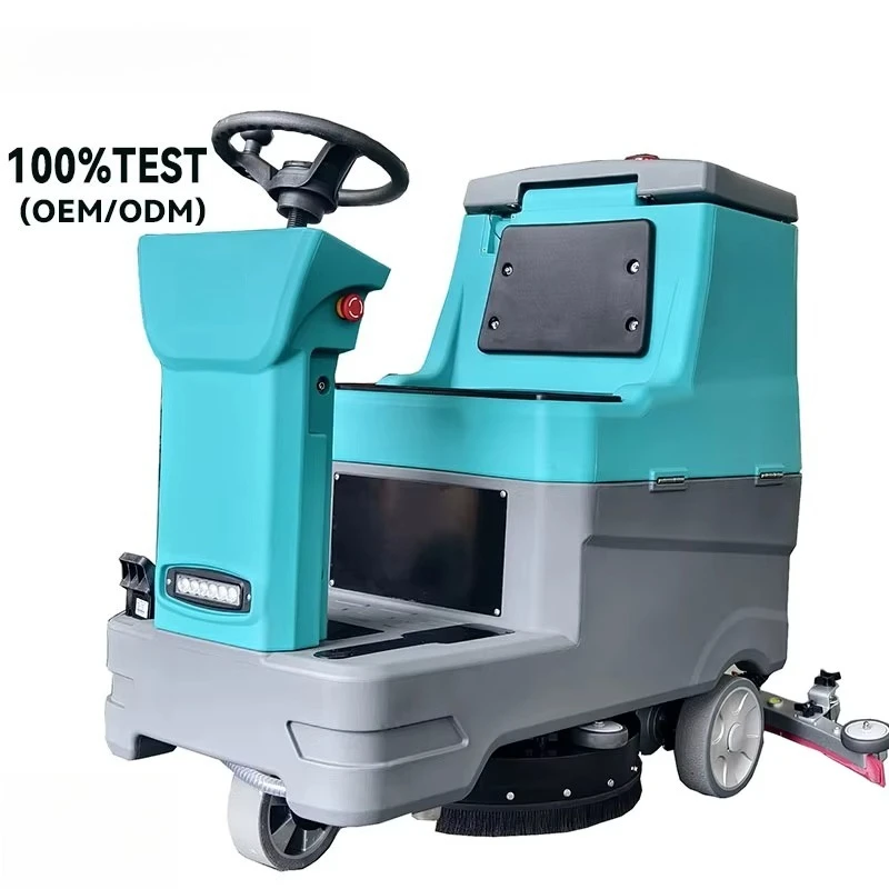 Electric Ride-On Sweeper Scrubber Combo with Burnishing Function 50cm Path for Logistics Park Parking 24V 1500W