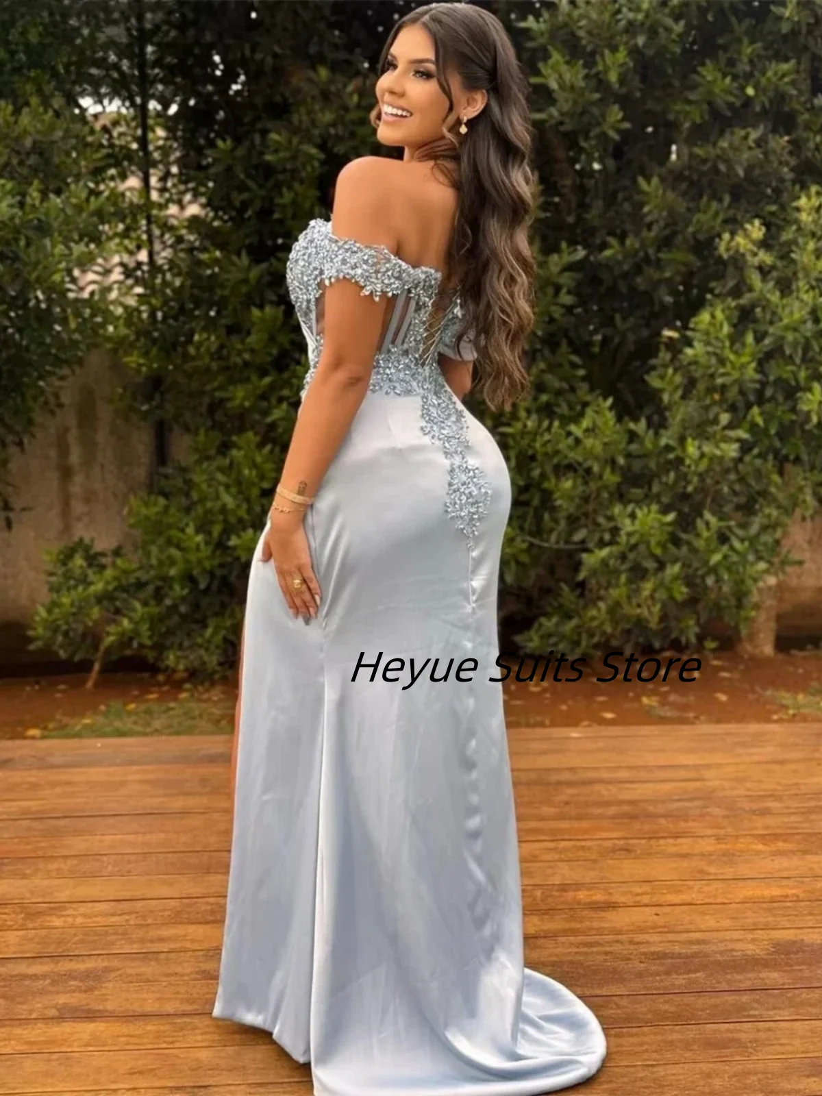 تخصيص حورية البحر ثوب مسائي Quinceanera Dresseseed عالية سبليت قبالة الكتف زين ثوب حفلة vestidosde 15 quinceañeras #2