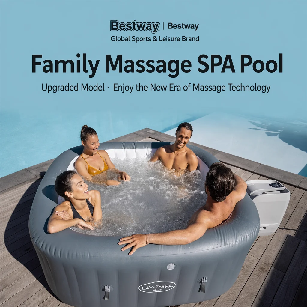 Coofull Fitness Premium Double Inflatable Bathtub Spa with Constant Temperature Heating, Jet Massage, and 806L Water Capacity